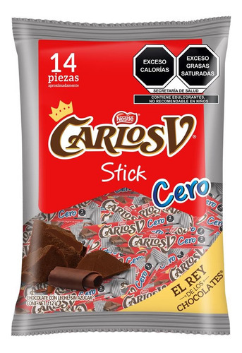 2 Pack Chocolate Con Leche Sin Azucar Stick Carlos V Nestle