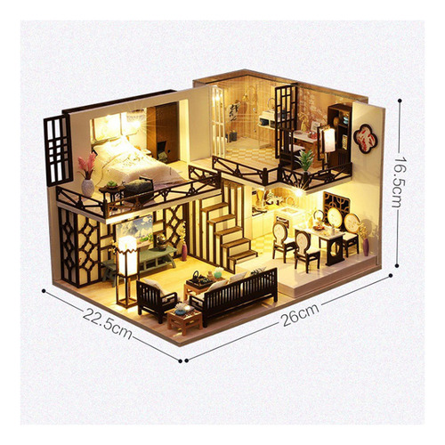 Casa De Miniatura Con Muebles, De Diy Con Cubierta A Prueba