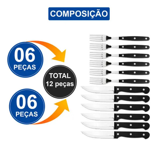 Kit Talheres Churrasco Barbacoa Linha Premium Faca Grande