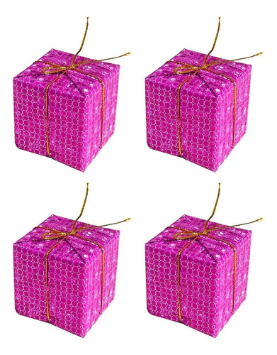 Adorno Navideño Caja De X4 Unidades Distinto Colores Color Fucsia 7334