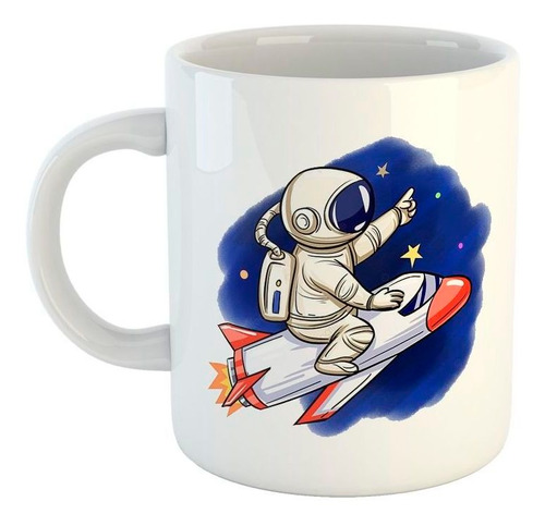 Taza De Ceramica Astronauta Art Caricatura Diseño Galaxia