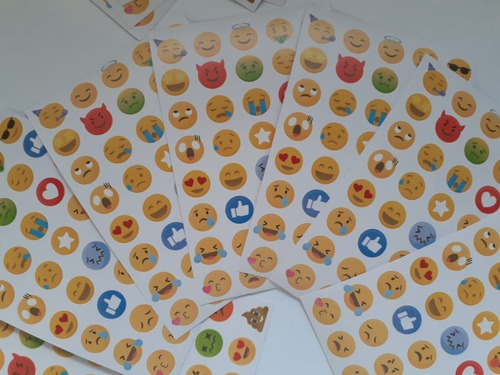 Imagem 4 de 5 de Adesivo Emoji Emoticon Whatsapp - 5 Cartelas C/40 Adesivos