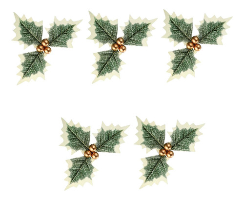 3 X 5 Uds. De Hojas De Bayas Artificiales De Navidad Para