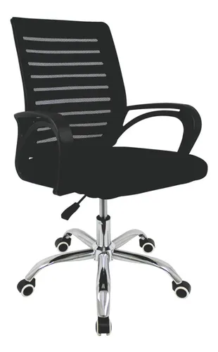 Cadeira Secretária Giratória De Escritório Ergonômica Mesh Cor Preto Malha