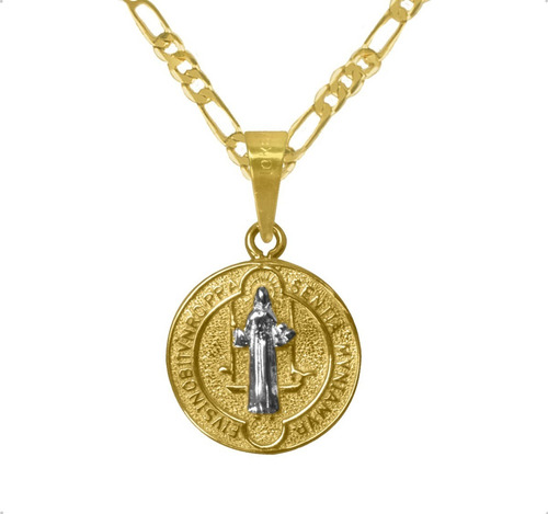 Medalla San Benito Oro 10k 1.1gr + Cadena De Regalo