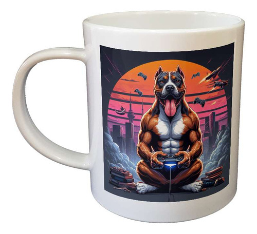 Taza Plastico Pitbull Jugando Jueguitos Play Playing