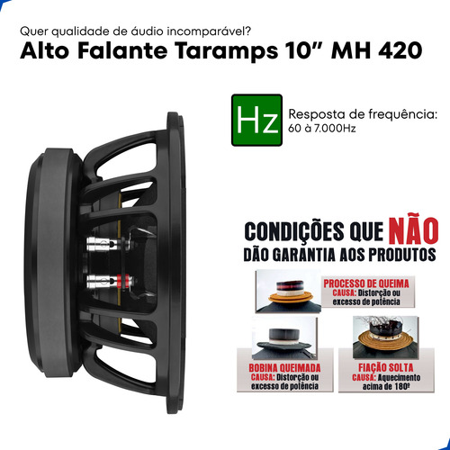 Alto Falante Subwoofer Taramps Mh 420 10 Pol 8 Ohms 420w Rms