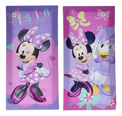 Disney Minnie Mouse Canvas Wall Art (paquete De 2), 7 X 14