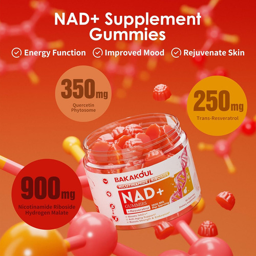 Gomitas Nad +bakakoul Nicotinamide/ Riboside + Resverstrol Frutilla
