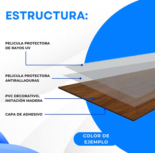 Piso Pvc Autoadherible Caja 36 Piezas 5.01 M2vinílico Gris O Marrón Claro
