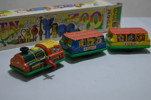 Antiguo Juguete Tren Zoo Chapa Doll Toys Cuerda Nuevo C/caja