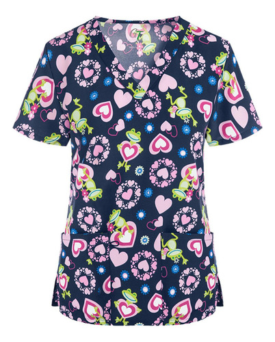 Camiseta Exfoliante Con Cuello En V Para Mujer, Uniforme De