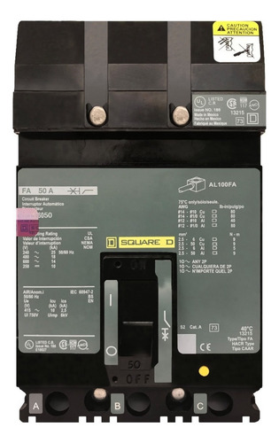 Interruptor Termomagnetico I-line Fa36050 3x50amp