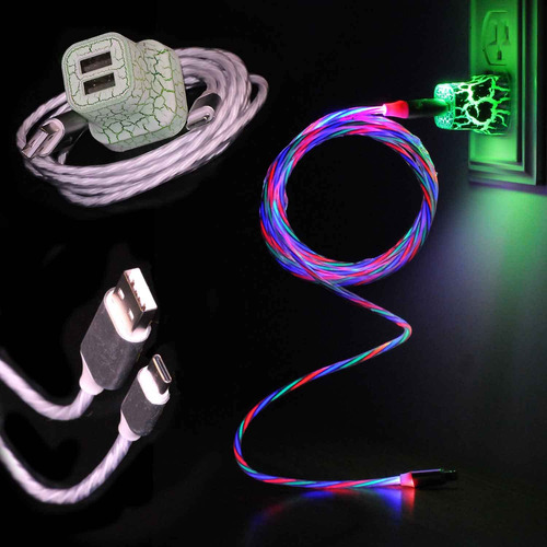 Cable Carga Led Iluminado Luz Sincronizacion Dato Usb Pared