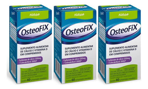 Kit C/3 Osteofix 1250mg 200ui C/60 Comprimidos