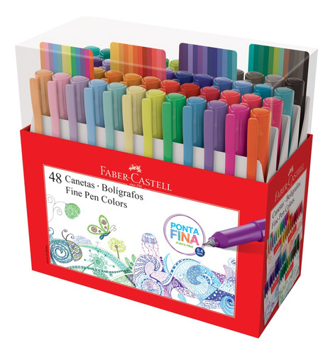 Kit Lápis Cor 12 Supersoft Canetas Fine Pen 48 Faber Castell