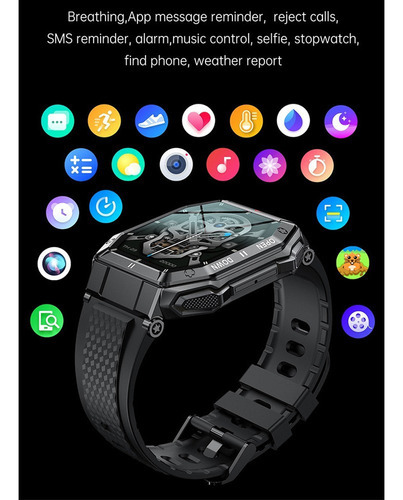 Reloj Inteligente Bluetooth Lokmat Imp De 1.85 Pulgadas Color De La Caja Negro