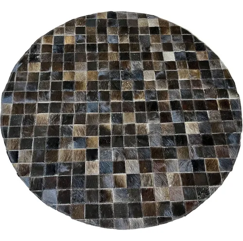 Alfombra redonda de piel marrón café, 1 diámetro en la parte inferior, 5 cm