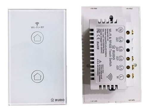 Interruptor Tactil Wifi 2 Conectores, Contecta Con Alexa Y G