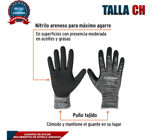 Guantes De Nylon Recubiertos De Nitrilo Arenoso, Ch 17063