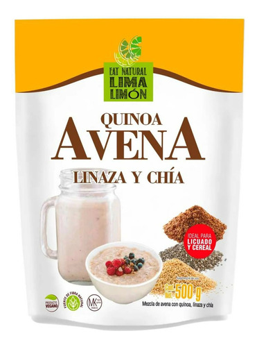 Avena En Polvo Con Quínoa, Linaza Y Chía Eat Natural 500 G