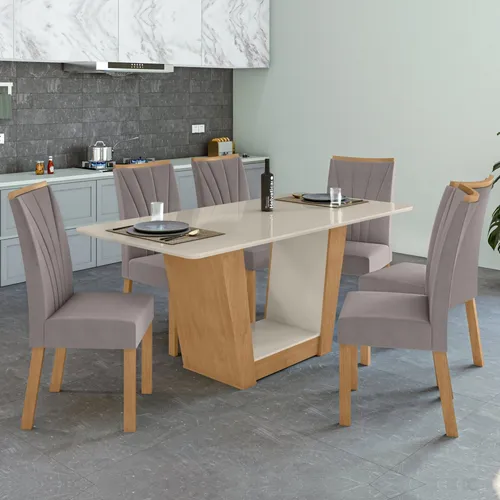 Conjunto Mesa 170cm Apogeu Com 6 Cadeiras Apogeu Afwt