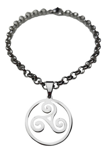 Dije Trisquel Rulado Circulo C/pulsera Todo Acero Qui(g3) Color Plateado