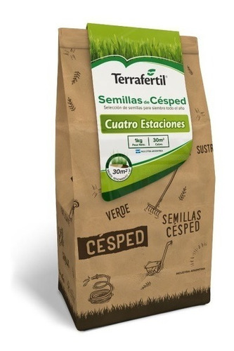 Semillas Cesped 4 Estaciones 5kg Terrafertil Siempre Verde!