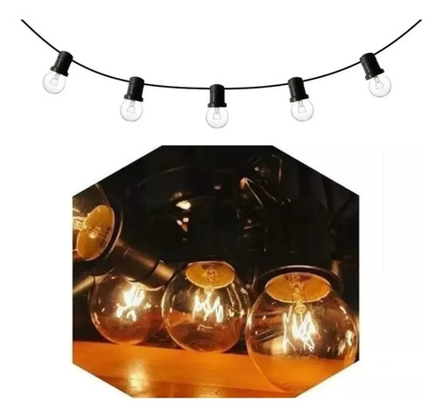 10 Mtr Guirnalda Intemperie  Luces Calidas Vintage Bar Patio