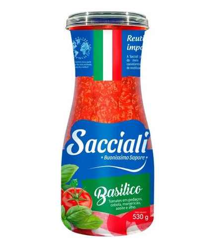 Molho De Tomate Basilico Sacciali 530g 