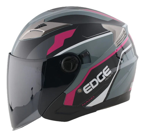 Casco Semi Integral Rosado Marca Edge Modelo Nano. 