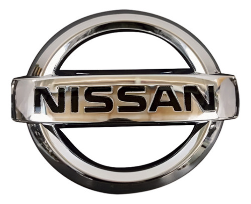 Logo Emblema Nissan 13 Cm De Ancho Plateado Y 11 De Ancho 