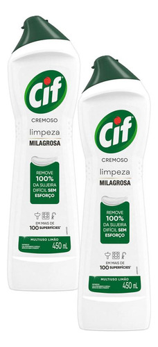 Kit 2 Limpador Cif Cremoso Limão 450ml