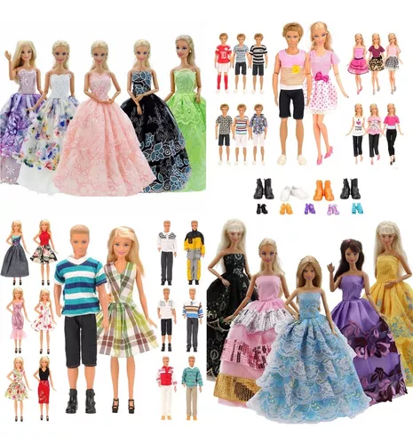 Kit Roupa Para Boneca Barbie Roupinha Mais Sapato Vestido de