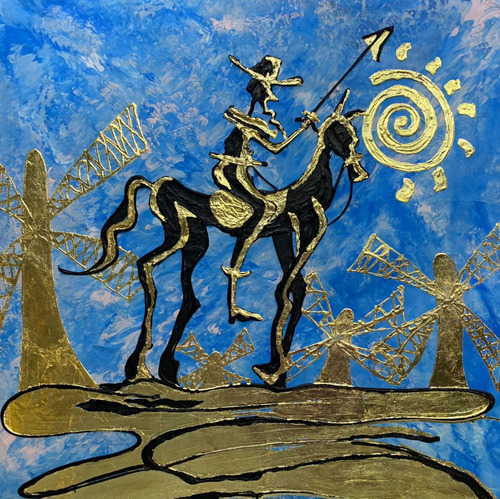 Cuadro Decorativo Quijote Canva Abstracto Minimalista A Óleo