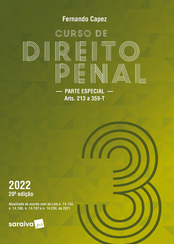 Curso de Direito Penal - Vol. 3 - 20ª edição 2022, de Capez, Fernando. Editora Saraiva Educação S. A., capa mole em português, 2022