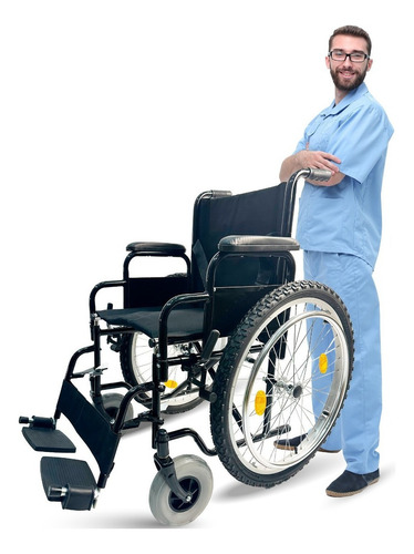 Silla De Ruedas Todo Terreno, Llantas Traseras 24 | Sc395 Color Negro