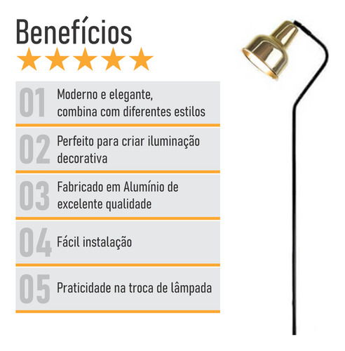 Luminária Coluna Abajur Piso Chão Spot City dourado Trybo 3110-12