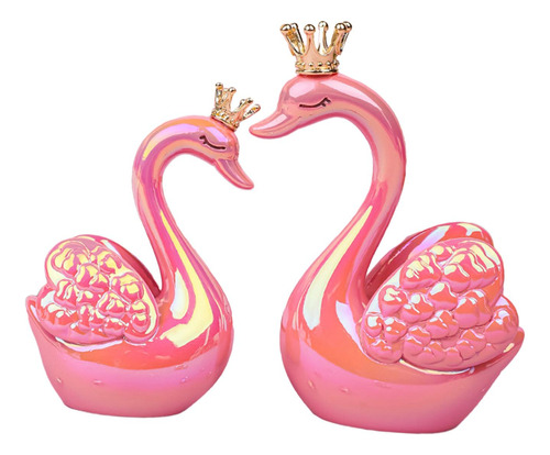 2x Mini Figuras De Cisnes De Pareja Adorno De Mesa Moderno