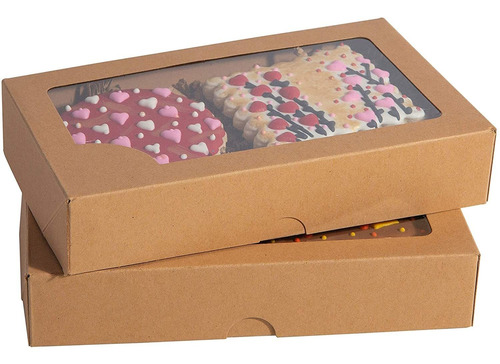 Caja para galletas con ventana de PVC Petty Well Natural Kraft Bakery 