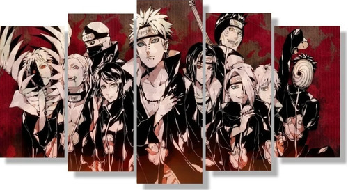 Quadro Decorativo Naruto-akatsuki Membros 115x60 5 Peças