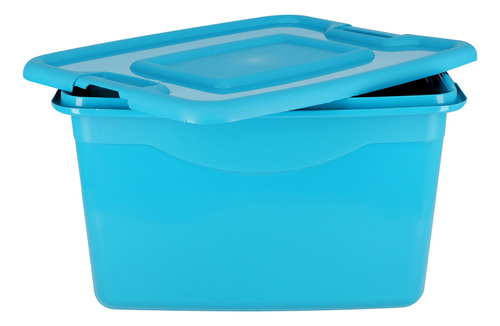 Caja Almacenamiento De Plastico Y Tapa Con Broches 19 Lts