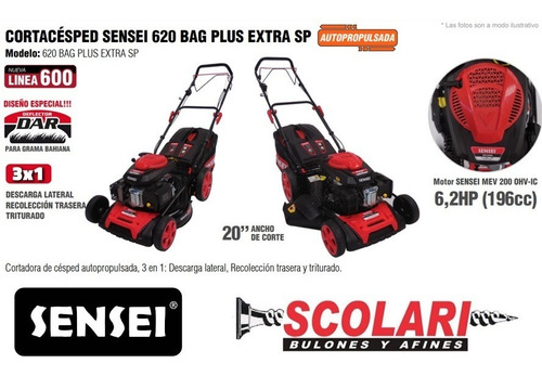 Imagen 3 de 5 de Cortadora Cesped Sensei 620 Bag Plus Extra Sp 6.2hp Autoprop
