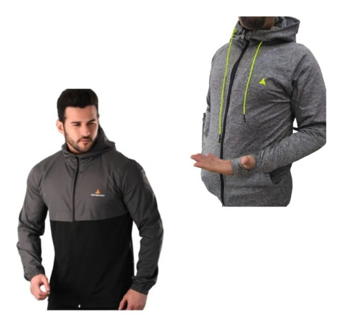 Campera Para Lluvia Capucha + Campera Deportiva Gris