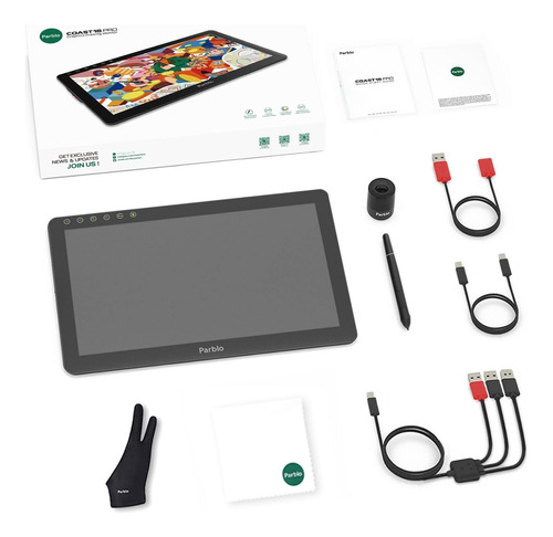 Tableta Grafica Parblo Coast 16 Pro Monitor De Dibujo 8192 Negro