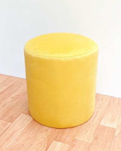 Puff Redondo Pana Boucle Lino Moderno Banqueta Premium Amarillo Pana