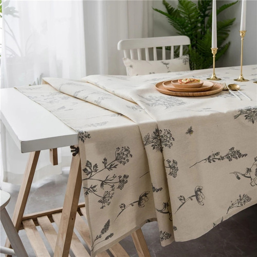Mantel Rectangular De Lino Y Algodón Para Mesa