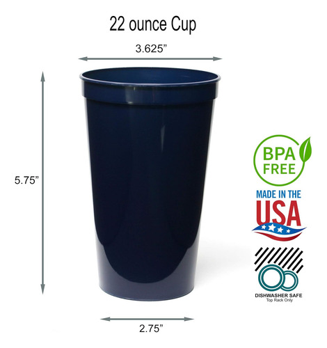 Vasos De Plástico Reutilizables De 22 Onzas, Azul Mari...