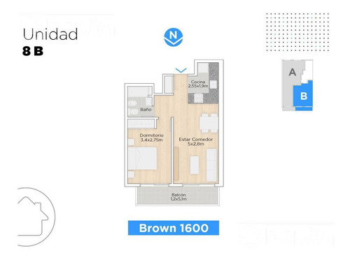 Imagen 2 de 14 de Departamento En Venta Zona Centro De 1 Dormitorio