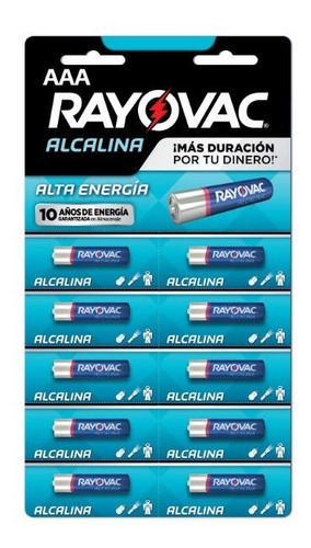 Pilas Alcalinas Rayovac Aaa Lr03 1.5v Tira 10 Unidades